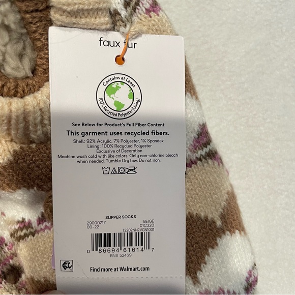 Joy spun knit lounge socks with grippers, tan, OS, NWT - Picture 3 of 3